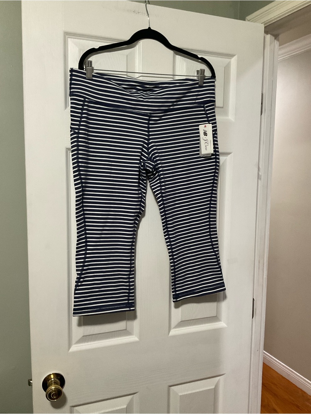 Women Navy and White Striped Capri Bottoms